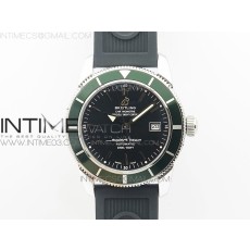 OM공장 브라이틀링 슈퍼오션 42MM 스틸 블랙다이얼 그린인서트 러버스트랩 SUPEROCEAN 42MM A17321 SS BLACK DIAL GREEN BEZEL ON BLACK RUUBER STRAP A2824(FREE RUBBER STRAP WITH BUCKLE)