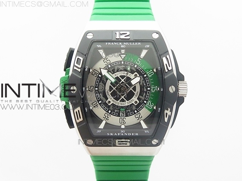 프랭크뮬러 콘퀴스타도르 스틸 그린컨셉 러버스트랩 CONQUISTADOR SS GREEN ON GREEN RUBBER STRAP MIYOTA 8215