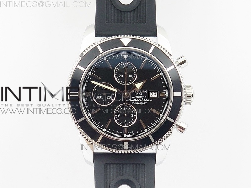 OM공장 브라이틀링 슈퍼오션 46 스틸 블랙다이얼 블랙베젤 러버스트랩 SUPEROCEAN A13312 46MM SS BLACK BEZEL BLACK DIAL ON BLACK RUBBER STRAP A7750(FREE RUBBER STRAP)