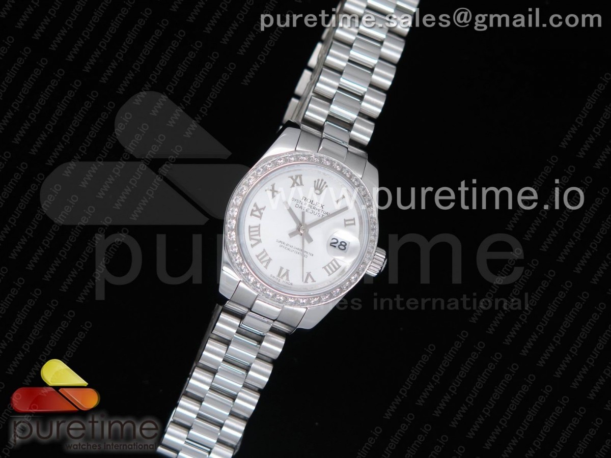 WF공장 롤렉스 데이저스트26 레이디즈 스틸 화이트다이얼 다이아몬드베젤 프레지던트브레이슬릿 Datejust 26 Ladies SS White Dial Diamonds Bezel on SS President Bracelet