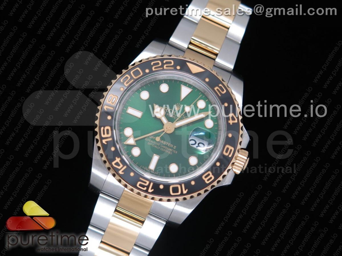 GM공장 롤렉스 GMT마스터2 904L스틸 콤비 그린다이얼 브레이슬릿 GMT Master II 116713 904L Steel Edition Green Dial on SS/YG Bracelet A2836