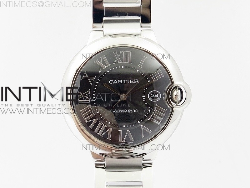 AF공장 까르띠에 발롱블루 42MM 스틸 블랙다이얼 BALLON BLEU 42MM SS BLACK TEXTURE DIAL ON SS BRACELET A2824