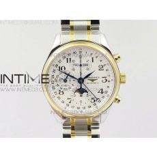 GS공장 론진 마스터컬렉션 문페이즈 옐로우골드콤비 화이트다이얼 브레이슬릿 MASTER MOONPHASE CHRONOGRAPH SS/YG WHITE DIAL ON SS/YG BRACELET A7751