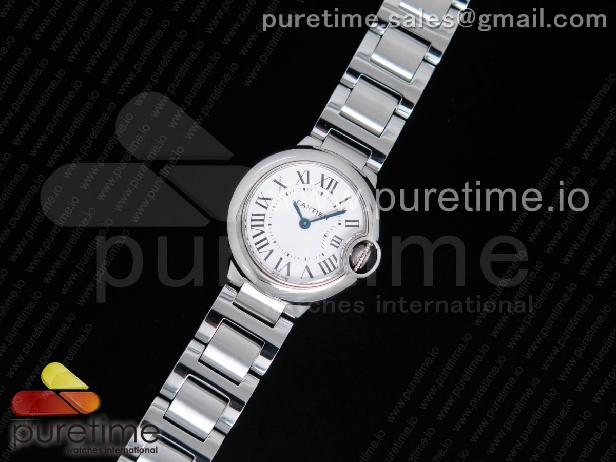 AF공장 까르띠에 발롱블루 28MM 스틸 화이트다이얼 브레이슬릿 Ballon Bleu 28mm SS White Dial on SS Bracelet Ronda Quartz