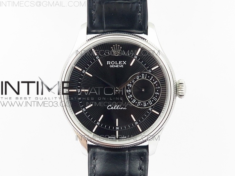 MK공장 롤렉스 셀리티 50519 리얼데이트 스틸 블랙다이얼 가죽스트랩 CELLINI 50519 REAL DATE SS BLACK DIAL STICKS MARKERS ON BLACK LEATHER STRAP A3165