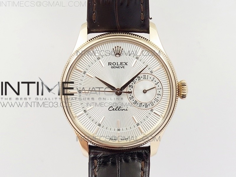 MK공장 롤렉스 셀리티 50519 리얼데이트 로즈골드금장 화이트다이얼 가죽스트랩 CELLINI 50519 REAL DATE RG WHITE DIAL STICKS MARKERS ON BLACK LEATHER STRAP A3165