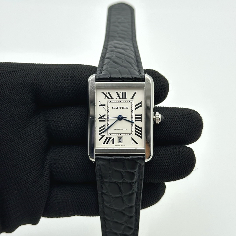 AF공장 까르띠에 탱크솔로 31mm 스틸 화이트다이얼 악어가죽스트랩 Tank Solo 31mm SS White Dial on Black Croco Strap A2892
