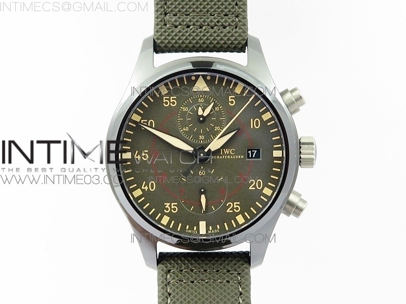 ZF공장 IWC 파일럿 IW389001 세라믹케이스 그린다이얼 나일론스트랩 IWC PILOT IW389001 CERAMIC CASE GREEN DIAL ON GREEN NYLON STRAP A7750 (FUNCTION SAME AS GENUINE)