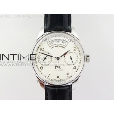 ZF공장 IWC포르투기저 애뉴얼캘린더 파워리저브 스틸핸즈 화이트다이얼 가죽스트랩 IWC PORTUGUESE REAL PR REAL ANNUAL CALENDAR IW5035 WHITE DIAL SILVER MARKERS ON BLACK LEATHER STRAP A52850