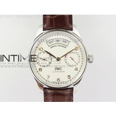 ZF공장 IWC 포르투기저 애뉴얼캘린더 파워리저브 화이트다이얼 가죽스트랩 IWC PORTUGUESE REAL PR REAL ANNUAL CALENDAR IW503501 WHITE DIAL ON BROWN LEATHER STRAP A52850