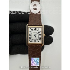 AF공장 까르띠에 탱크솔로 27 로즈골드금장 화이트다이얼 가죽스트랩 TANK SOLO LADIES 27MM RG WHITE DIAL ON BROWN LEATHER STRAP RONDA QUARTZ