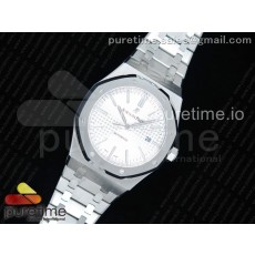 JF공장 V5 오데마피게 로얄오크 15400 스틸 화이트다이얼 브레이슬릿 Royal Oak 41mm 15400 SS White Textured Dial on SS Bracelet A3120 V5