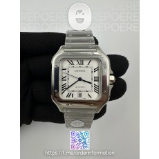 BV공장 까르띠에 산토스 2018 라지 스마트링크브레이슬릿 Santos de Cartier 40mm 2018 White Dial on SS SmartLinks Bracelet MIYOTA 9019