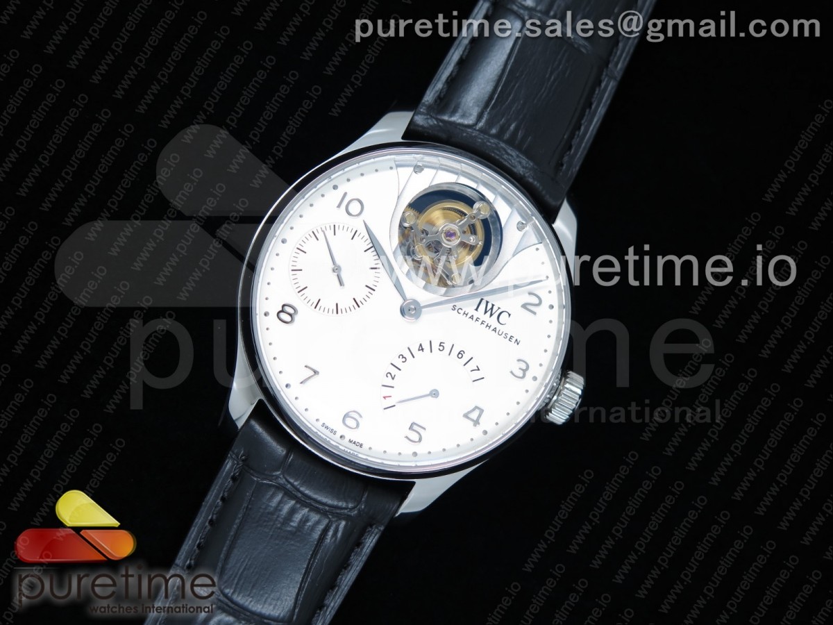 ZF공장 IWC 포르투기저 투어빌론 스틸 화이트다이얼 실버인덱스 가죽스트랩 IWC Portuguese Tourbillon IW5046 SS White Dial SS Markers on Black Leather Strap