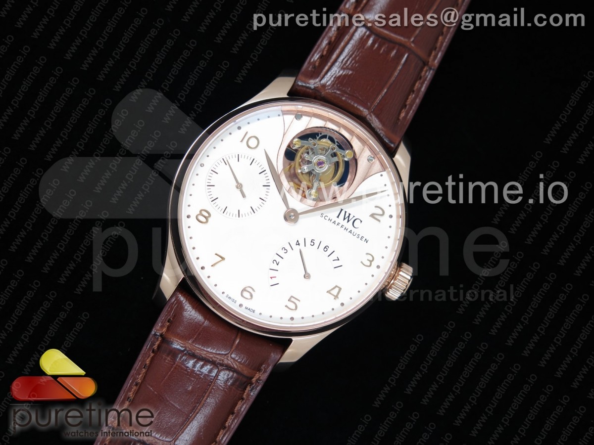 ZF공장 IWC 포르투기저 투어빌론 로즈골드금장 화이트다이얼 가죽스트랩 IWC Portuguese Tourbillon IW5046 RG White Dial on Brown Leather Strap