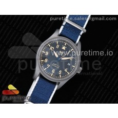 M+F공장 IWC 마크18 헤리티지 티타늄 블랙다이얼 화이트앤블루나일론스트랩 Mark XVIII IW327006 Titanium Grand Black Dial on Blue Nylon Strap A35111 (Free Leather Strap)