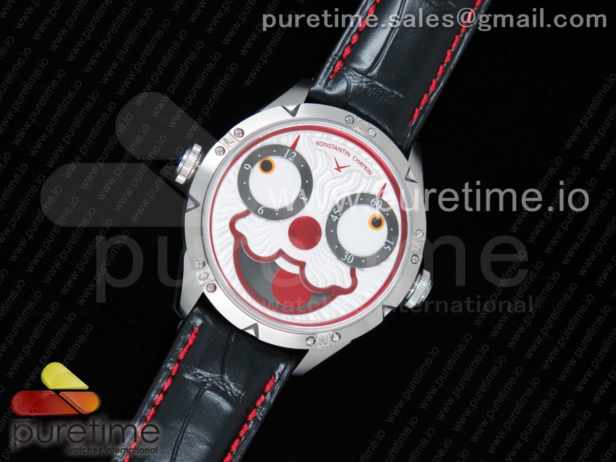 콘스탄틴체이킨 조커 스틸 화이트 조커다이얼 가죽스트랩 Konstantin Chaykin Joker SS White Joker Dial on Black Leather Strap NH35A