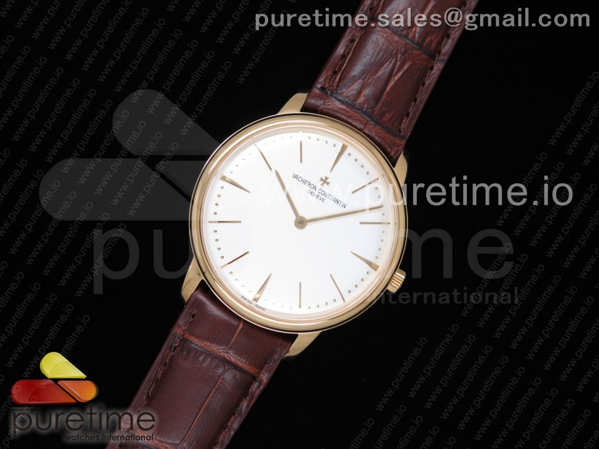 KZ공장 바쉐론콘스탄틴 패트리모니 옐로우골드 금통 화이트다이얼 가죽스트랩 Patrimony Calatrava YG White Dial on Brown Leather Strap MIYOTA 9015