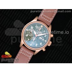 AI공장 IWC 파일럿 크로노그래프 스핏파이어 브론즈케이스 그린다이얼 가죽스트랩 IWC Pilot Chrono Spitfire IW387902 Bronze Green Dial on Brown Leather Strap A7750