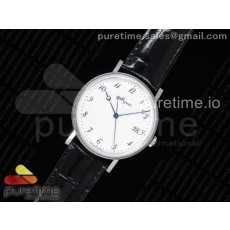 FK공장 브레게 클래식 5177 화이트다이얼 다이어베젤 가죽스트랩 Classique Auto 5177 SS White Dial Diamonds Bezel on Black Leather Strap MIYOTA 9015 V2