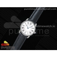 GP공장 까르띠에 롱드솔로 29MM 스틸 화이트다이얼 가죽스트랩 Ronde Solo De Cartier 29mm SS White Dial on Black Leather Strap Ronda Quartz