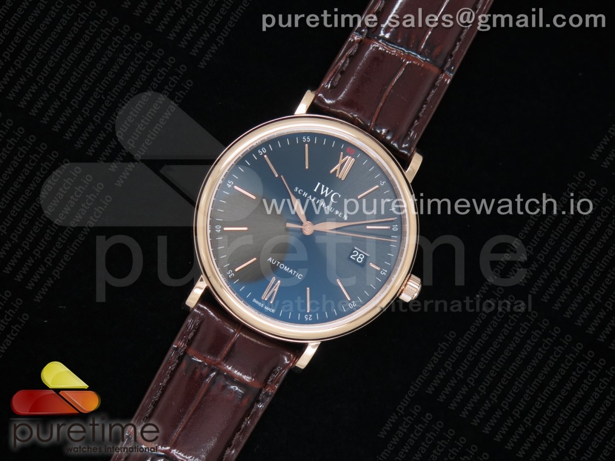 FK공장 IWC 포르토피노 로즈골드 금통 그레이다이얼 가죽스트랩 Portofino Automatic RG Gray Dial on Brown Leather Strap A2892