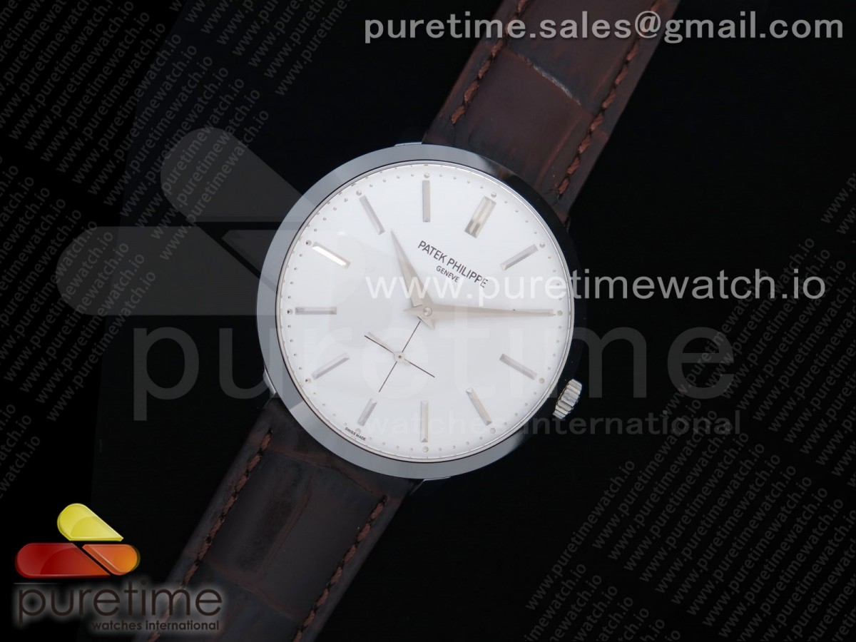 TW공장 파텍필립 칼라트라바 화이트다이얼 가죽스트랩 Calatrava 5196 SS White Dial on Brown Leather Strap MIYOTA 9015