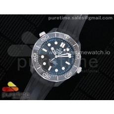 OM공장 오메가 씨마스터 다이버300 PVD 블랙물결텍스쳐다이얼 러버스트랩  2018 Seamaster Diver 300M PVD Black Dial on Black Rubber Strap A8806 (Black Balance Wheel)