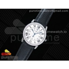 TW공장 까르띠에 롱드솔로 36MM 스틸 화이트다이얼 가죽스트랩 Ronde Solo De Cartier 36mm SS White Dial Diamonds Bezel on Black Leather Strap ETA2671