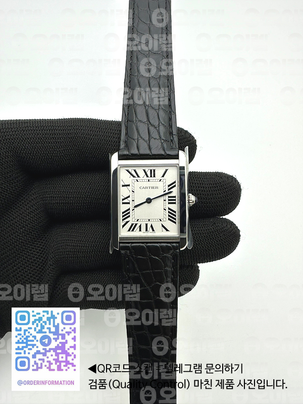 K11공장 까르띠에 탱크솔로 27MM 악어가죽스트랩 Tank Solo 27mm K11F SS White Dial on Black Croco Strap Ronda Quartz