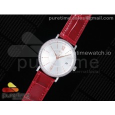 MF공장 포르토피노 37MM 실버다이얼 악어스트랩 Portofino Automatic 37 SS Silver Dial RG Markers on Red Crocodile Strap A35111