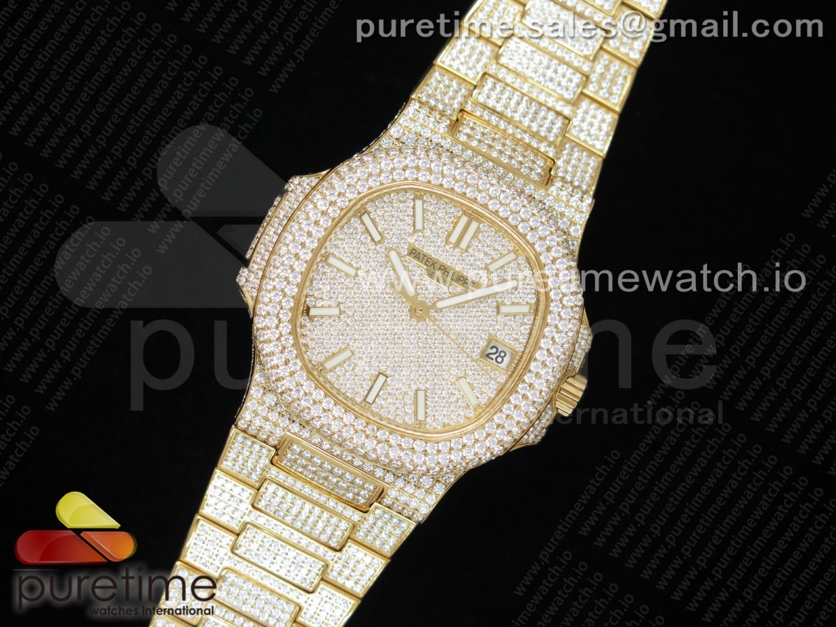 TW공장 노틸러스 옐로우골드 금통 풀다이아몬드 파베 Nautilus Jumbo 5711 YG TWF Full Paved Diamonds Dial Case and Bracelet A324