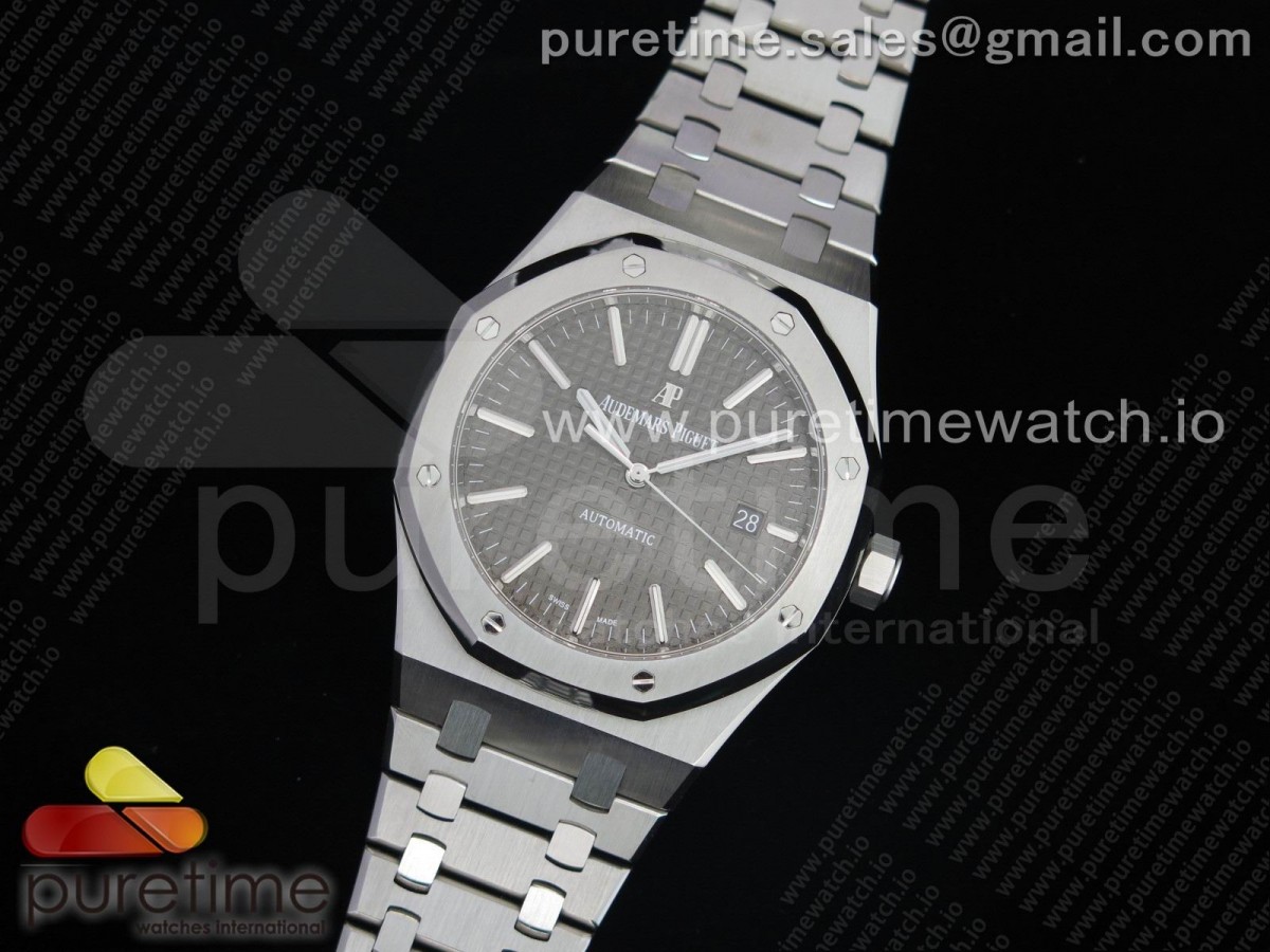 Z+F공장 로얄오크 15400 그레이다이얼 브레이슬릿 Royal Oak 41mm 15400 SS Gray Textured Dial on SS Bracelet A3120 (Free Box)