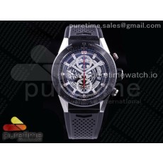 XF공장 칼리버호이어 PVD 스켈레톤다이얼 러버스트랩 Calibre Heuer 01 Chrono SS/PVD Skeleton Dial Red Hand on Black Rubber Strap A1887