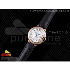 AF공장 까르띠에 발롱블루 33MM 로골 화이트다이얼 가죽스트랩 Ballon Bleu 33mm RG WhiteTextured Dial on Black Leather Strap Cal.076