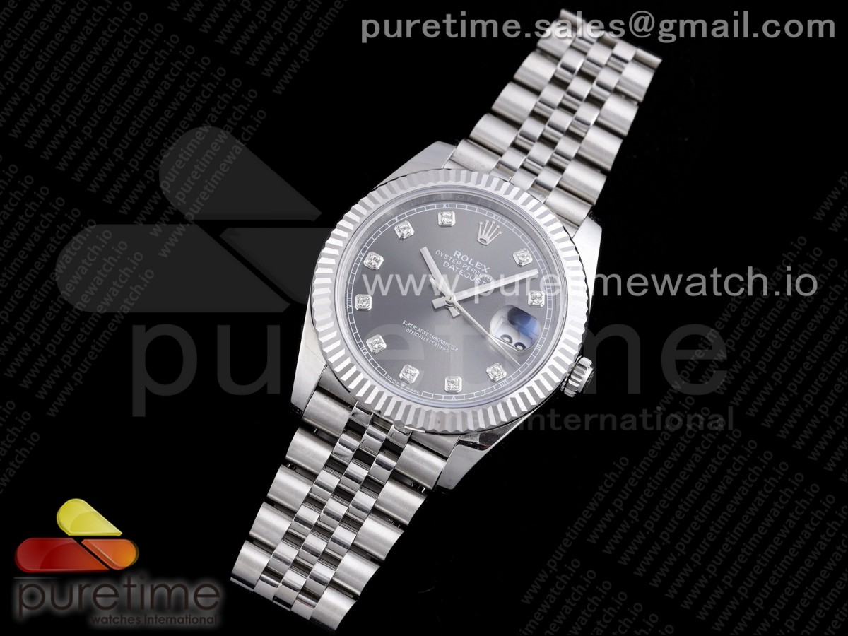 RE공장 롤렉스 데이저스트 41 그레이다이얼 브레이슬릿 New DateJust 41 126334 SS Gray Dial Diamonds Markers on Jubilee Bracelet A3235 Clone