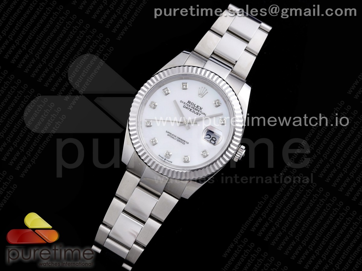 RE공장 롤렉스 데이저스트 41 화이트다이얼 브레이슬릿 New DateJust 41 126334 SS White Dial Diamonds Markers on Oyster Bracelet A3235 Clone