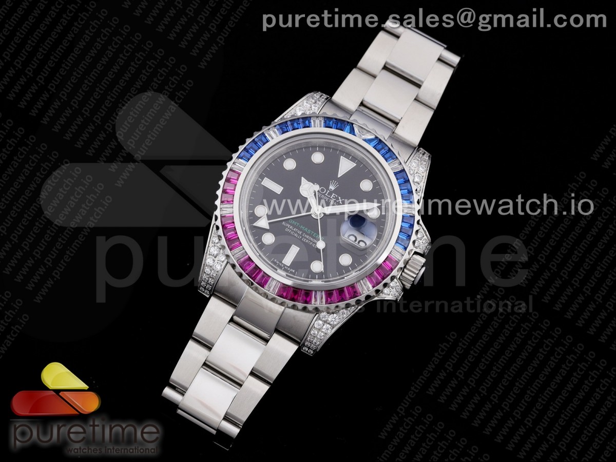 GM공장 펩시다이어 블랙다이얼 브레이슬릿 GMT-Master II 116710 Pepsi Diamonds 904L Steel SA3186 CHS