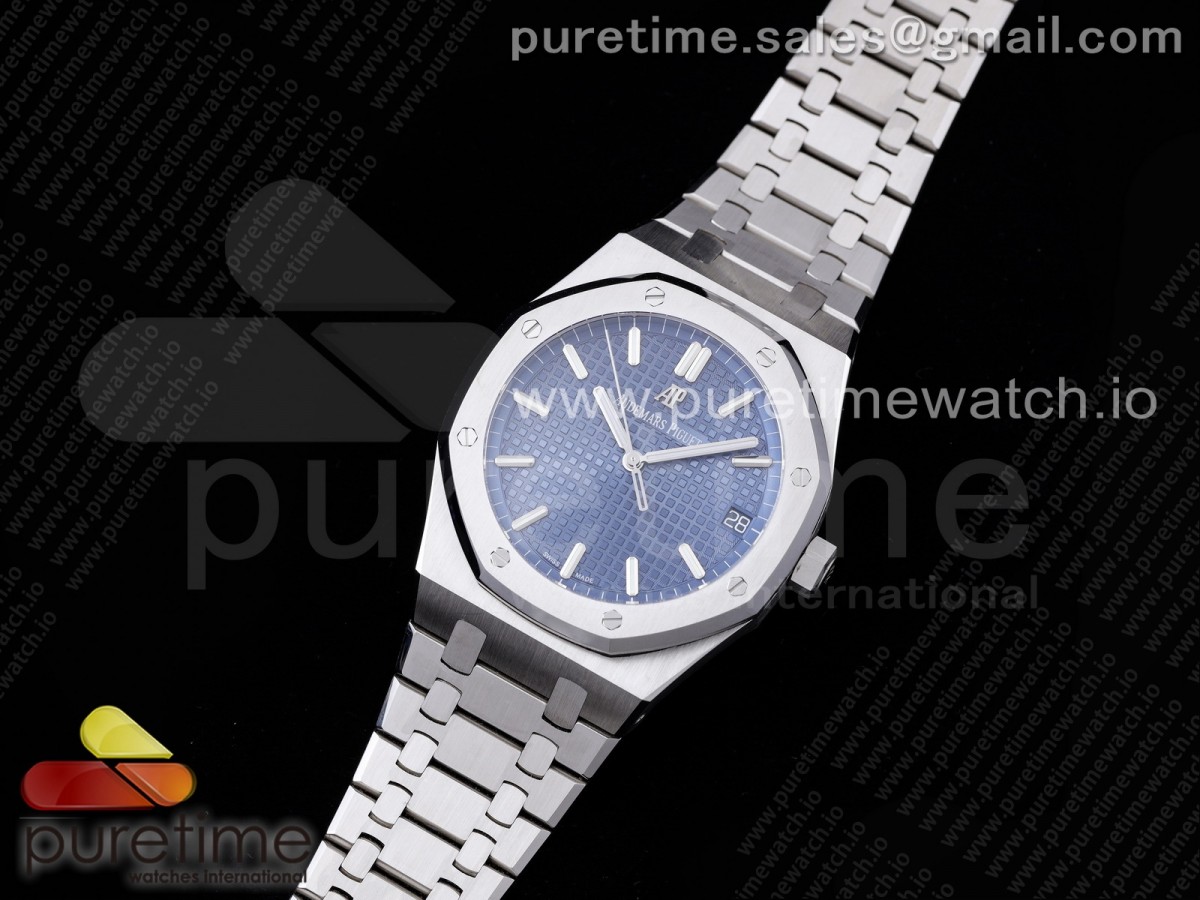 OM공장 V2 15500 블루다이얼 브레이슬릿 Royal Oak 41mm 15500 SS Blue Textured Dial on SS Bracelet MIYOTA 9015 V2