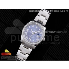 EW공장 롤렉스 데이저스트 36 블루다이얼 DateJust 36 SS 126284 Diamonds Bezel EWF 1:1 Best Edition Blue Dial Roman Markers on Oyster Bracelet A3235