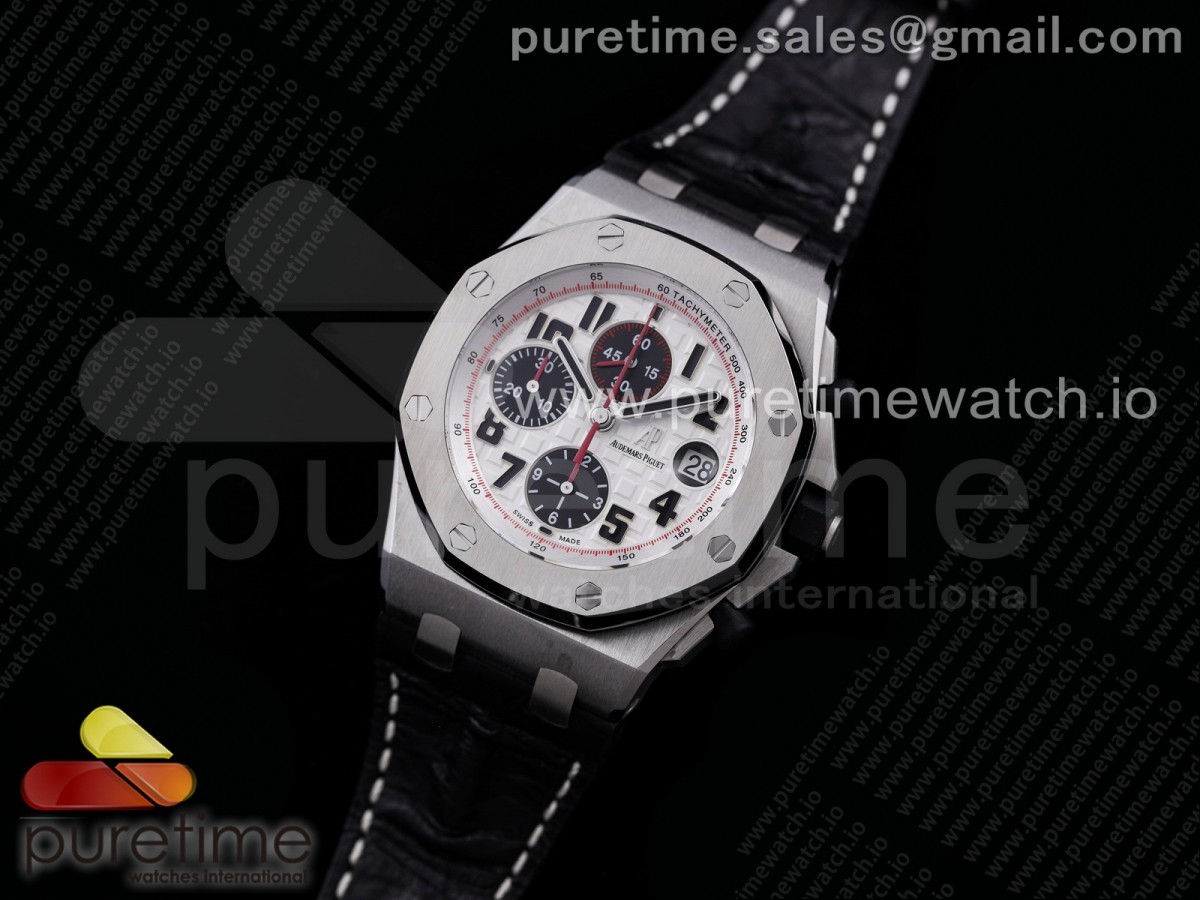 JF공장 V3 로얄오크오프쇼어 화이트다이얼 가죽스트랩 Royal Oak Offshore JF Ultimate Edition ‘Panda’ on Black Leather Strap A7750 V3