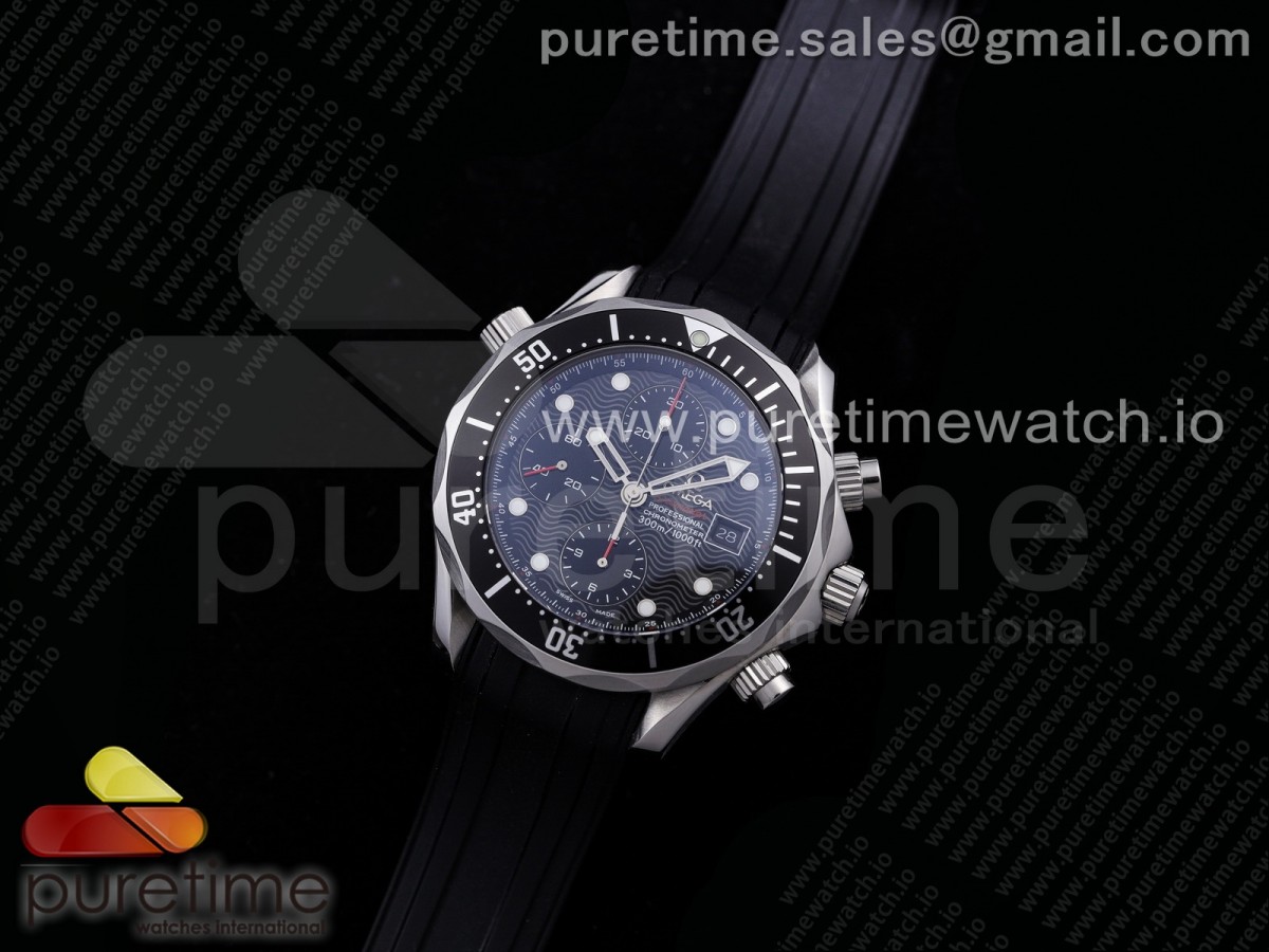 무명공장 오메가 씨마스터 블랙다이얼 러버 Seamaster Professional 300M Chronograph SS Black Dial on Black Rubber Strap A7750