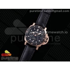 VS공장 파네라이 PAM974 로즈골드금통 블랙다이얼 가죽스트랩 PAM974 Luminor Submersible RG VSF 1:1 Best Edition on Black Rubber Strap AXXXIV