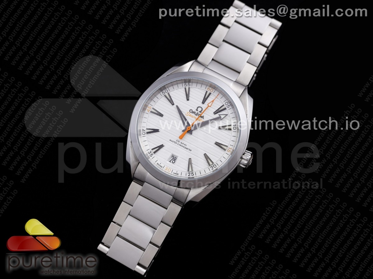 OX공장 오메가 씨마스터 아쿠아테라 화이트다이얼 Aqua Terra 150M Master Chronometers OXF 1:1 Best Edition White Dial Orange Hand on SS Bracelet Strap A8900