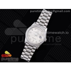 GM공장 데이데이트 36 실버다이얼 2836 Day Date 36 128239 GMF 1:1 Best Edition 904L Steel Silver Dial Diamonds Markers and Bezel on Bracelet A2836