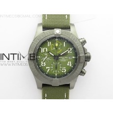 브라이틀링 어벤져 밴디트 티타늄 DLC 그린다이얼 나일론 스트랩 Avenger Bandit V13317 Titanium DLC B50 Best Edition Green Dial Numbers Makers on Green Nylon strap A7750