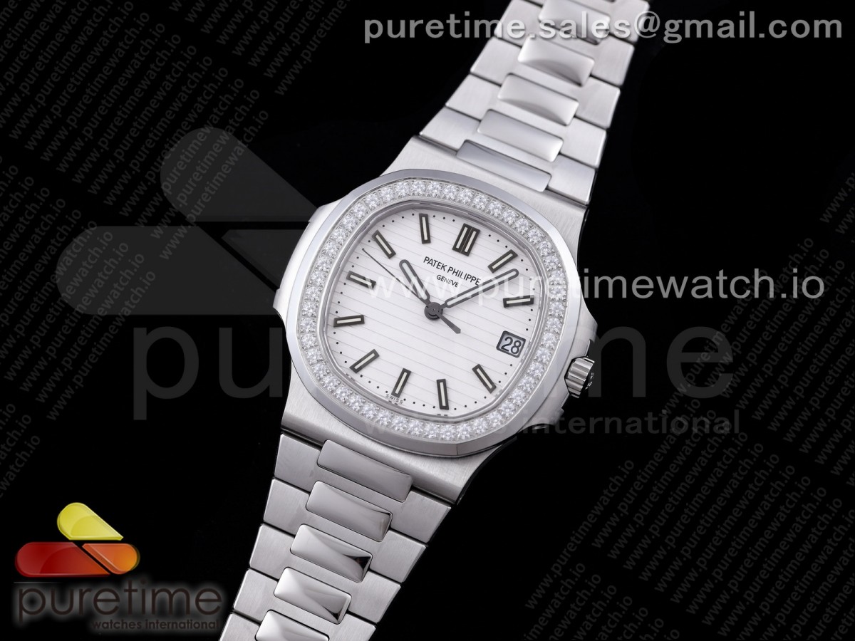 PP공장 V4 노틸러스 화이트다이얼 Nautilus 5711/1A PPF 1:1 Best Edition White Dial Diamonds Bezel on SS Bracelet 324CS PPF공장