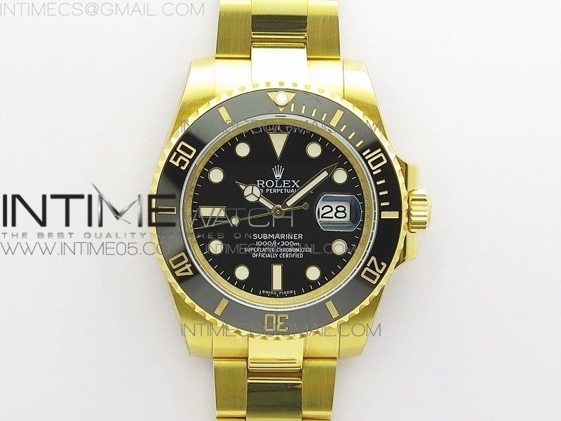 RO공장 롤렉스 서브마리너 흑금 포금 Submariner 116610 LN ROF Best Edition YG Wrapped Black Dial on YG Wrapped Bracelet A2836