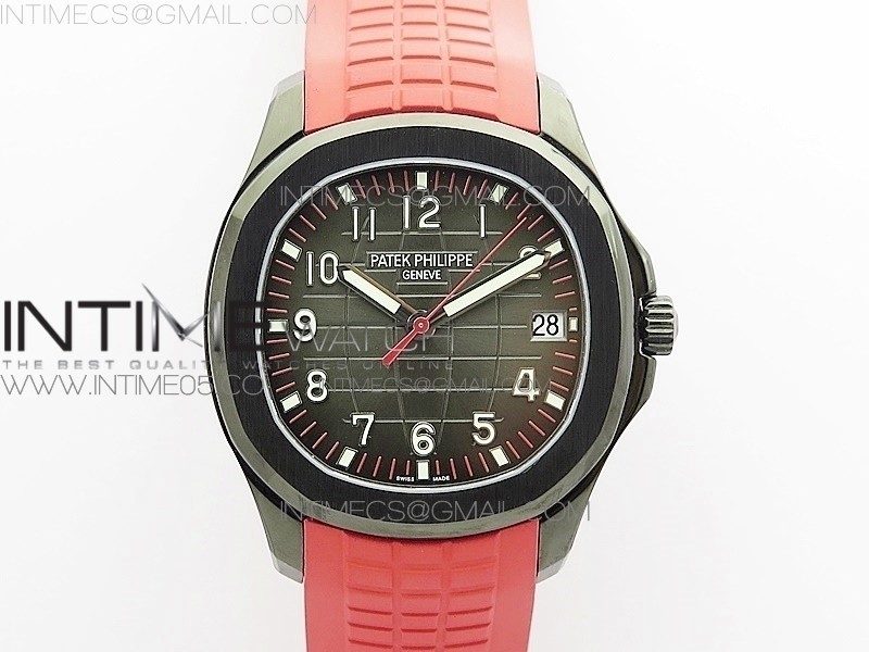 ZF공장 아쿠아넛 DLC 블랙다이얼 러버 Aquanaut Jumbo 5167A DLC ZF 1:1 Best Edition Black Dial on Red Rubber Strap 324CS