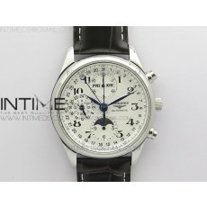 GL공장 마스터 문페이즈 크로노 화이트다이얼 가죽스트랩 Master Moonphase Chronograph SS GLF 1:1 Best Edition Blue Dial on Black Leather Strap A7751